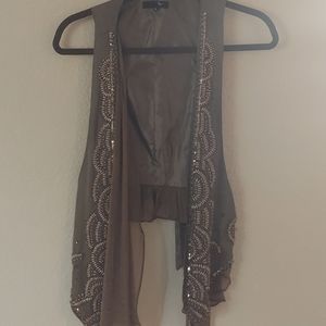 Beaded vest, large, coffee